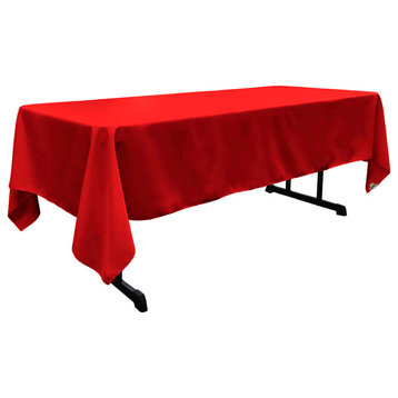 LA Linen Rectangular  Polyester Poplin Tablecloth, Red, 60"x126"