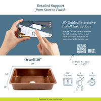 Orwell Copper 30" Single Bowl Undermount Kitchen Sink
