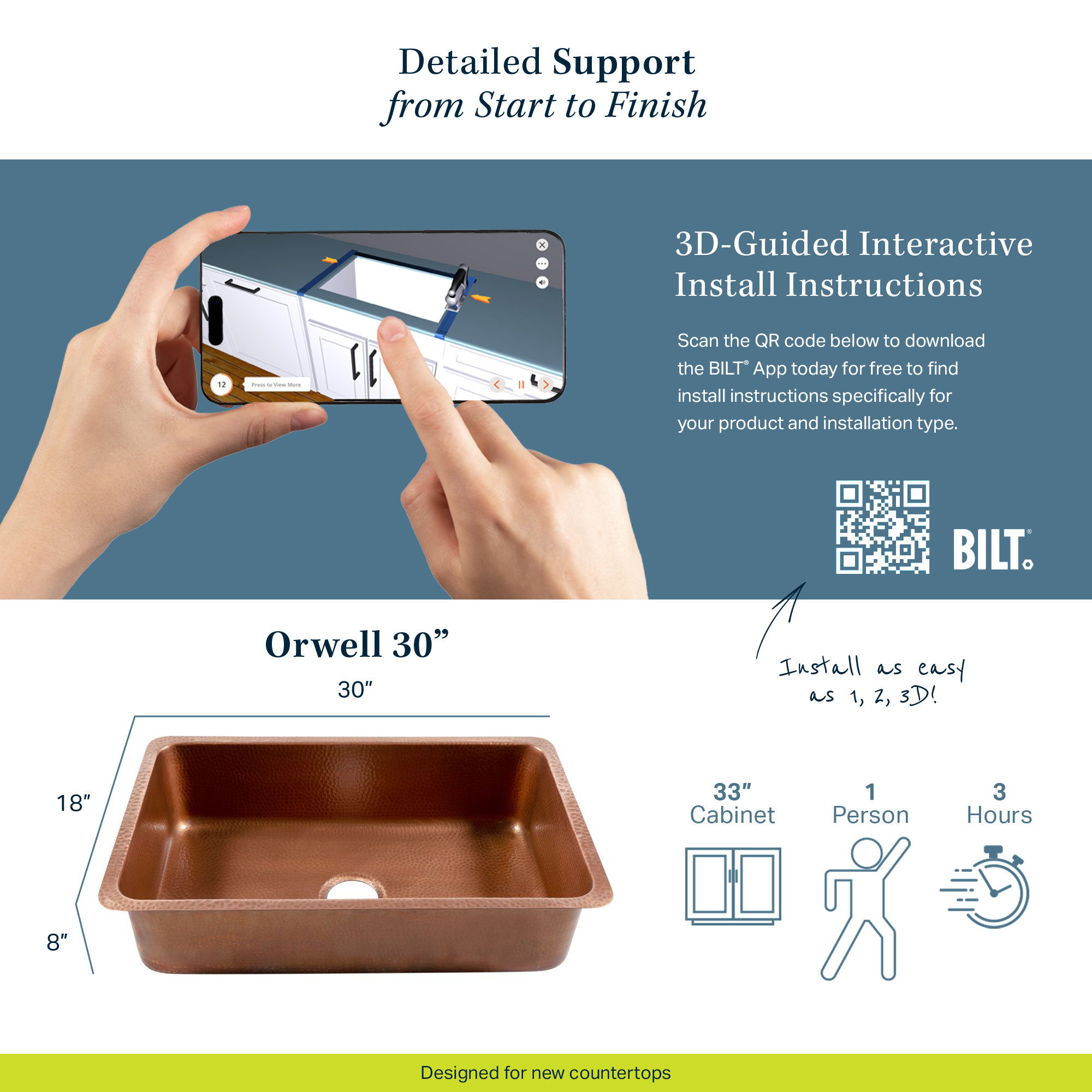 Orwell Copper 30" Single Bowl Undermount Kitchen Sink