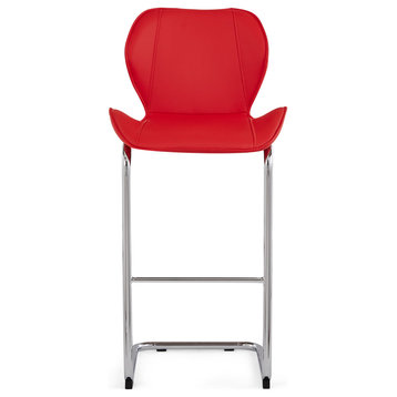 Global Furniture Usa Red Curved Bar Stool