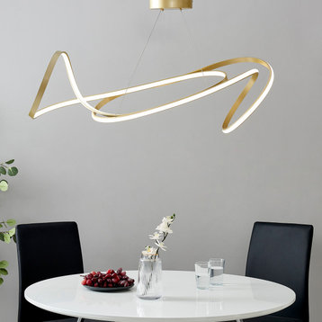 Moscow Dimmable Integrated LED Chandelier, Gold, Without Smart Dimmer
