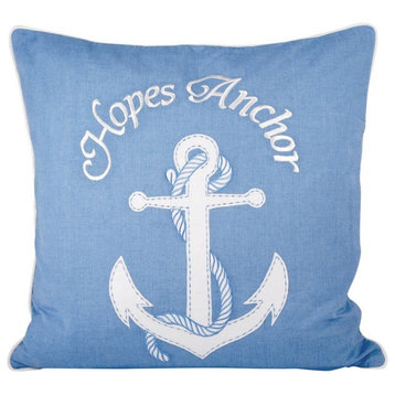 Hopes Anchor in White Text and White Anchor Throw 20x20-inch Pillow Cover Only