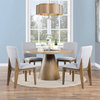 Delphine 5-Piece Round Oak Finish Dining Table Set With Gray Chairs