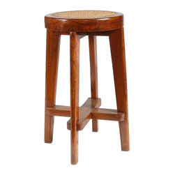 PIERRE JEANNERET Caned Teak Bar Stool from Chandigarh, India - Bar Stools And Counter Stools