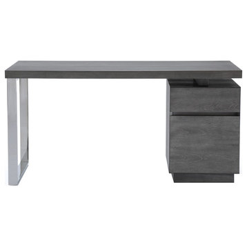 Modrest Carson Modern Gray Elm and Stainless Steel Desk