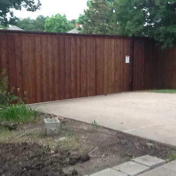 Cedar Vertical Board Batten Automatic Sliding Gate