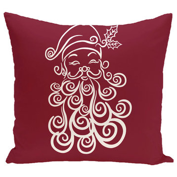 Santa Baby, Decorative Holiday Print Pillow, Cranberry, 16"x16"