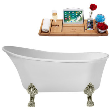 63" Streamline NAA348BNK-IN-GLD Clawfoot Tub and Tray With Internal Drain
