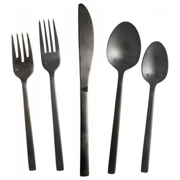 Arezzo 18/10 Brushed Black Flatware Set, Service for 4, 20-Piece