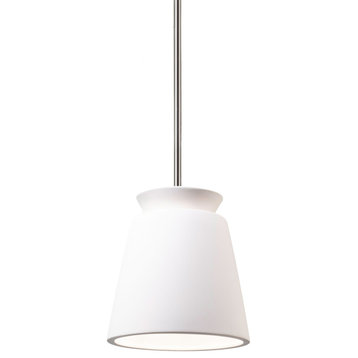 Small Trapezoid Pendant, Bisque, Polished Chrome, Integrated LED