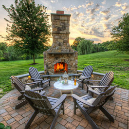 Outdoor Masonry Stone Fireplace - Outdoor Fireplaces
