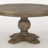 Weathered Grey Solid Teak Round Dining Table, 54"