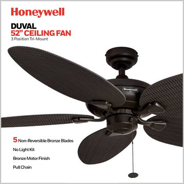 Honeywell Duvall 52 Inch Tropical Outdoor Ceiling Fan, Bronze