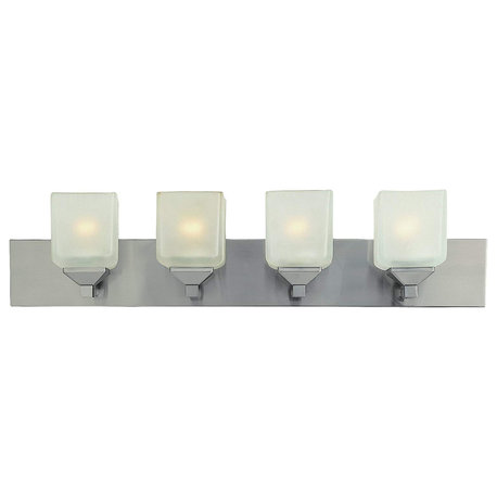 Edwards Pewter And White Frosted Glass 4 Light LED Bath Wall