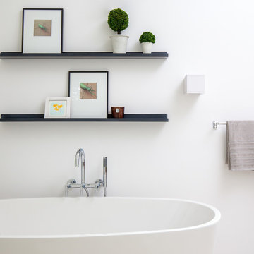 Floating Shelves on White Wall