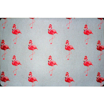Flamingo Santa Floor Mat 18x26