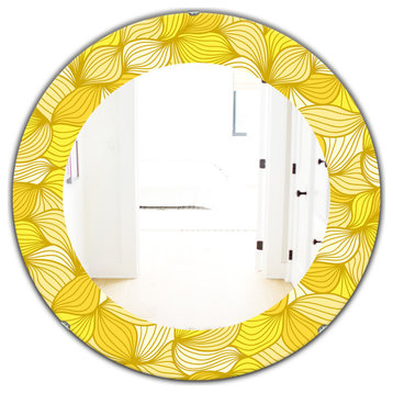 Designart Yellow Moods 17 Bohemian Eclectic Frameless Oval Or Round Wall Mirror,