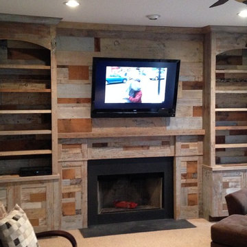 Reclaimed Wood Pallet Wall and Built-Ins