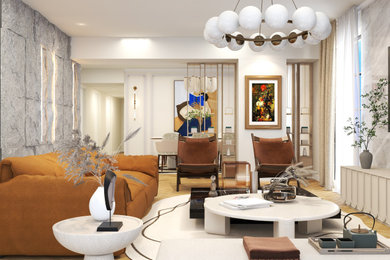 Mid-sized eclectic loft-style living room photo in Other