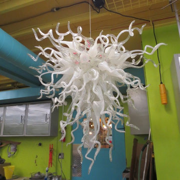 Blown Glass Chandelier - Art Glass Lighting - Custom Commission