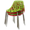 Birch Sapling Plastic Modern Dining Chairs, Set of 2, Green