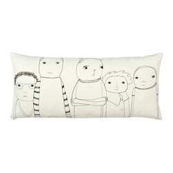 k studio - Shelburne Pillow, Off White Organic Cotton With Black Stitch - Decorative Pillows