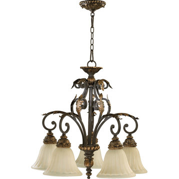 Quorum Rio Salado 5-Light Chandelier, Toasted Sienna With Mystic Silver