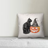 Halloween Cat And Pumpkin 16"x16" Indoor/Outdoor Pillow