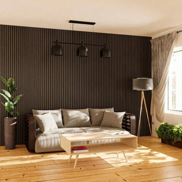 3D Acoustic Slat Smoked Oak Wood Wall Panel - SoundPanel