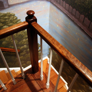 Paris Panorama 360 degree Mural hand painted throughout a 17 foot stairway