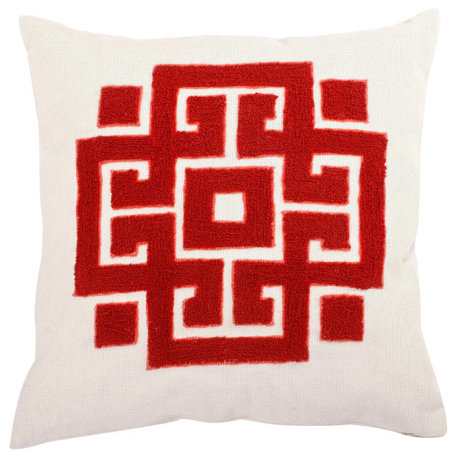 Bergamo Decorative Pillow, White and Red