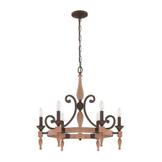 Craftmade Glenwood Aged Bronze and Distressed Oak 6-Light Chandelier