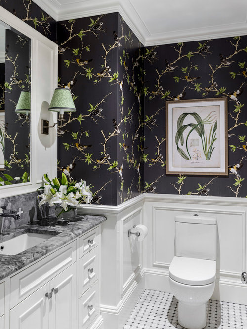 75 Popular Cloakroom with Mosaic Tile Flooring Design Ideas Stylish