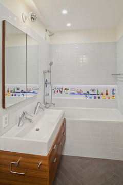 bathroom sink kid friendly trough duplex hudson river 5x8 layout modern creating childrens questions bathrooms bath double sinks tile designs