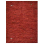 Get My Rugs LLC - Hand Knotted Loom Wool Area Rug Contemporary Red, [Rectangle] 5'x8' - Indulge in the refined allure of this handcrafted masterpiece - a solid textured Red shaded hand-knotted wool rug. Each meticulously woven strand embodies a symphony of elegance and simplicity, promising to harmonize effortlessly with your home setup. Its soothing Red hue evokes a sense of tranquility, while the intricate texture adds depth and character to any space. Elevate your interior aesthetic with this timeless accent piece, where grace meets versatility, and style meets comfort in perfect harmony. Every inch of this masterpiece exudes opulence, boasting a dense weave of premium-quality wool that ensures unrivaled durability. Designed to withstand the rigors of high-traffic areas, its thick and plush texture not only enhances comfort but also promises long-lasting performance. Elevate your living space with this superior product, where beauty meets resilience, making it a perfect choice for those seeking both style and functionality.