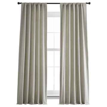 French Linen Curtain Single Panel, Fresh Khaki, 50"x96"