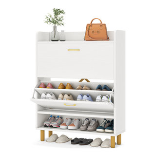 Tribesigns 30 Pairs Shoe Cabinet with Doors and Shelves
