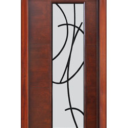 Prehung Low-E Single Door, Wind-load Rated, Modern Sandonato Ironwork - Front Doors