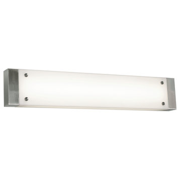 Avanti 28" Integrated LED Vanity, Satin Nickel Finish, White Shade
