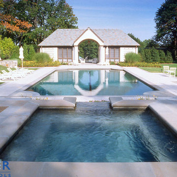 Rectangle, Gunite, Swimming Pool and Hydrotherapy Spa, Tahoe Blue Pebble Finish