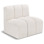 Meridian Furniture - Arc Upholstered Modular Component, Cream, 1-Piece: Straight Chair, Boucle Fabric - Give your living room or den the perfect blend of style and versatility with this Arc boucle fabric straight chair. Part of the Arc modular furniture collection, this chair comes upholstered in rich cream boucle fabric and features deep channel tufting that adds a touch of luxury while enhancing comfort and support. A seamless combination of form and function, this chair can be used with other Arc pieces to create a myriad of configurations in your well-curated room.