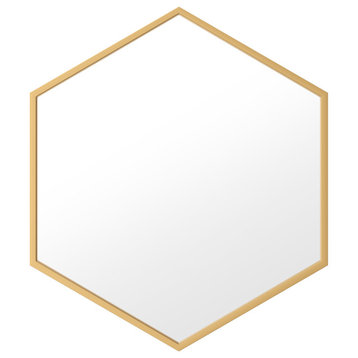 Delta 28" Gold Hexagonal Metal Frame Mirror