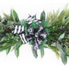 Pine Swag with Black Berries and Green Accents with Black and White Ribbon