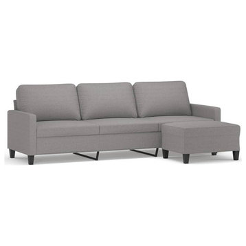 vidaXL Couch 3-Seater Couch with Footstool for Living Room Light Gray Fabric