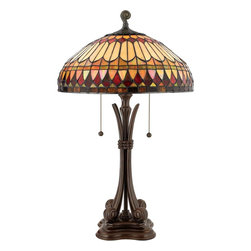 Quoizel West End Tiffany 26-1/2" 2-Light Table Lamp in Brushed Bullion Finish - Table Lamps