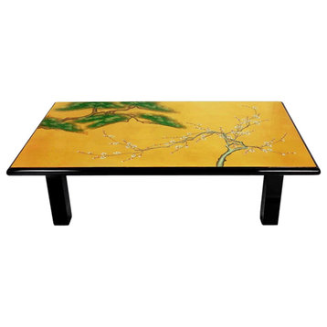 Unique Coffee Table, Low Japanese Design With 24 Carat Gold Leaf Lacquered Top
