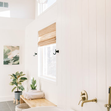 Warm Modern Primary Bathroom Remodel in Olathe