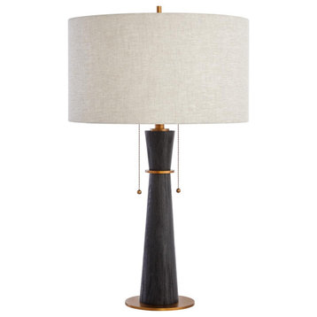 Wright 2 Light Table Lamp, Black and Brass