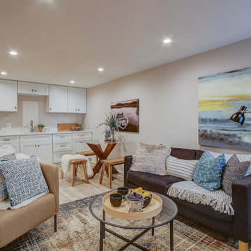 Basement remodeled with bedroom space and extra closet space in Vienna