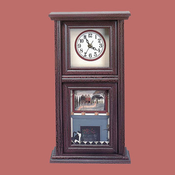 Clocks Burgundy Mission Crackle Wood Clock |